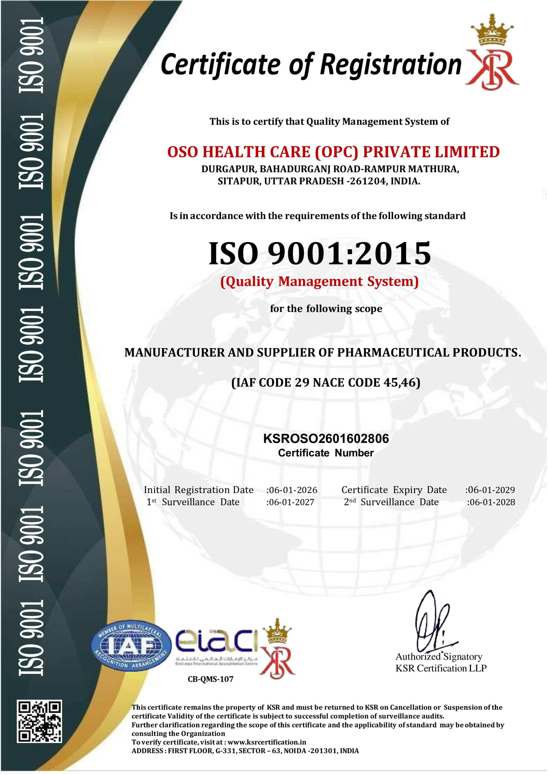 ISO 9001 CERTIFIATE